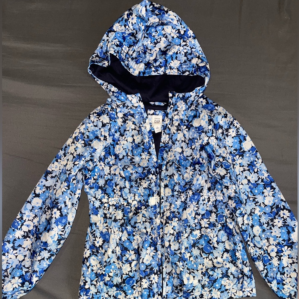 GAP Kids Floral Raincoat in Blue and White